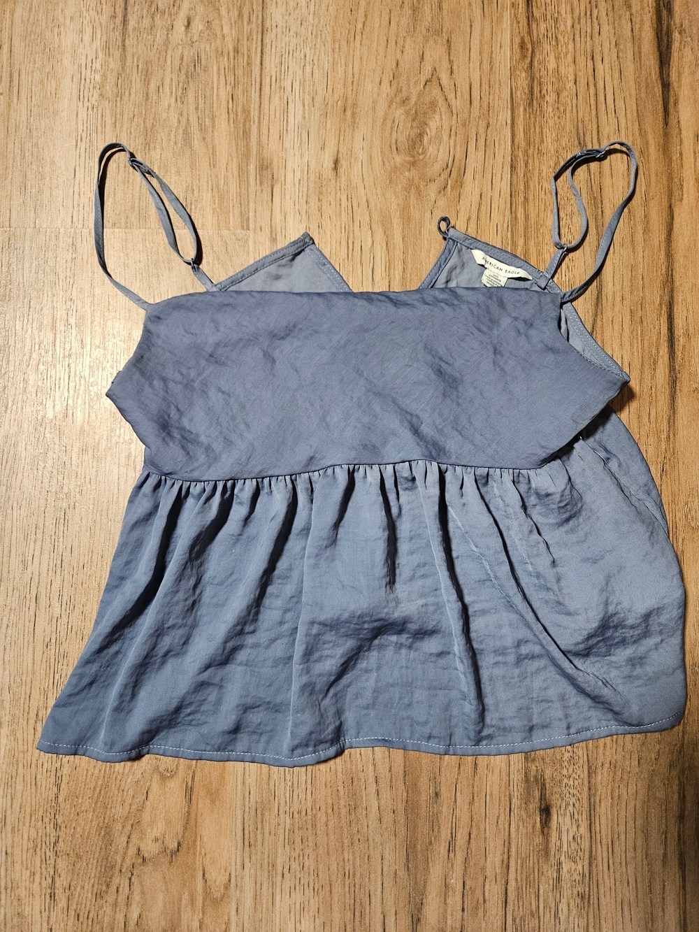 American Eagle Outfitters Light Blue Spaghetti Strap Peplum Cami